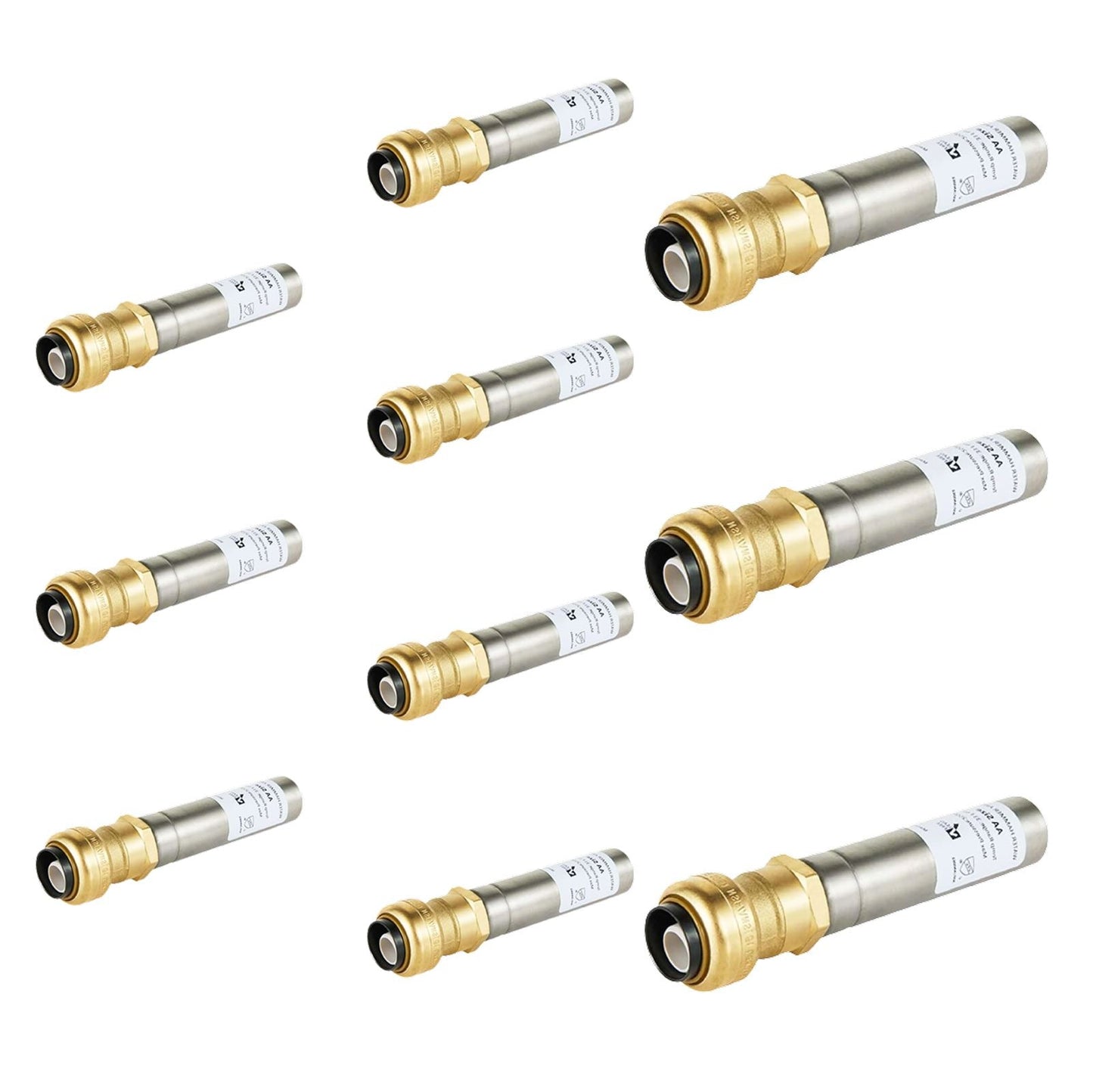 10 Pcs 1/2" Push Fit, Straight Water Hammer Arrestor, Stainless Steel