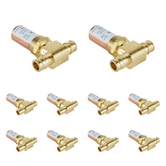 10 Pcs 1/2" PEX-A Expansion, Water Copper Hammer Arrestor Tee