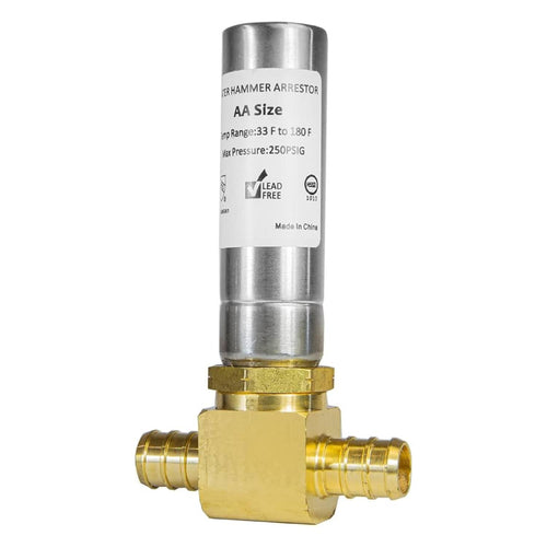 PEX Crimp Connection, Water Hammer Arrestor Tee, Stainless Steel Plumbingsell