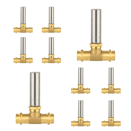 10 Pcs 1/2" Copper Press Tee Connection, Water Hammer Arrestor, Stainless Steel (MH 361T)