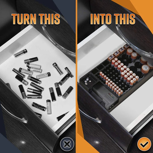 Battery Storage Organizer Holder with Tester - Battery Caddy Rack Case Box Holders Including Battery Checker For AAA AA C D 9V