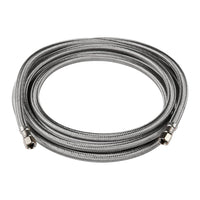 10ft Ice Maker Hose, with 1/4" Comp by 1/4" Comp Connection, Stainless Steel Braided Hose