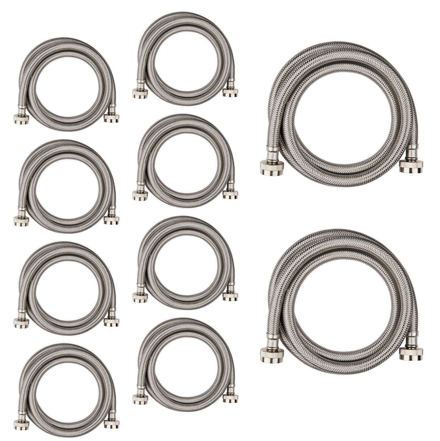 10 Pcs 5ft Washing Machine Hose, Stainless Steel