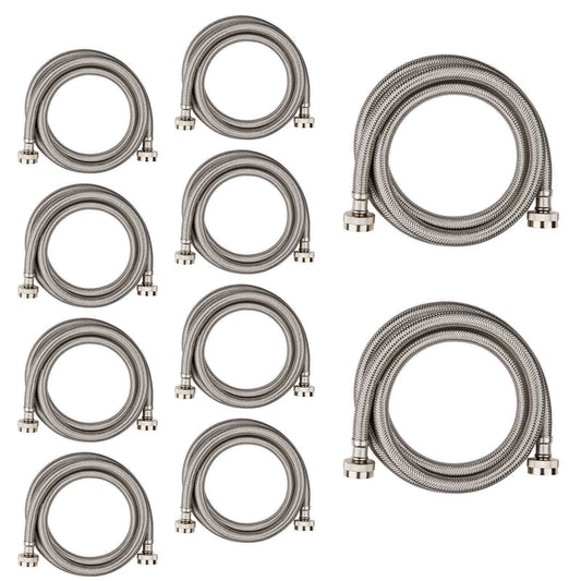 10 Pcs 5ft Washing Machine Hose, Stainless Steel
