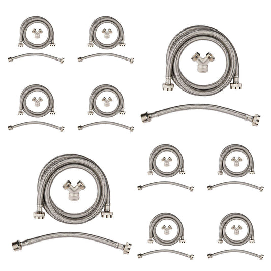 10 Pcs Steam Dryer Installation Kit, Stainless Steel Hose, 6ft Hose with 3/4" FHT 90 Degree Elbow