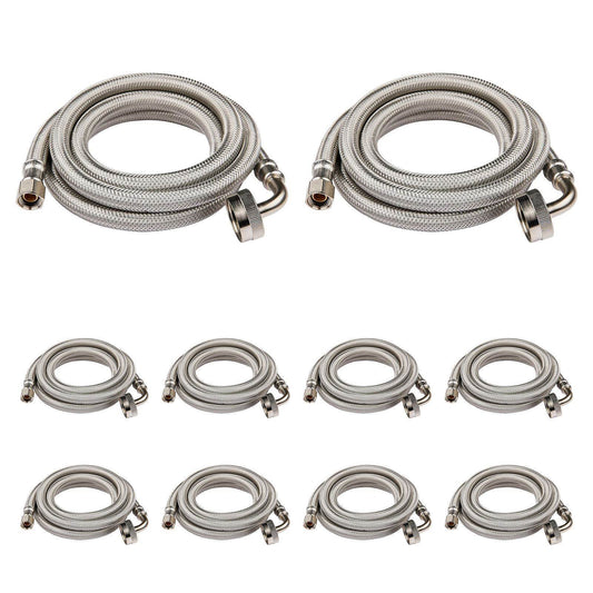 10 Pcs 4ft Dishwasher Hose, with 90 Degree FGH Elbow Water Supply Line, Premium Braided Stainless Steel, Lead Free