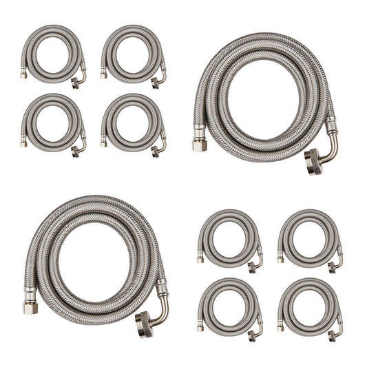 10 Pcs 6ft Dishwasher Hose, with 90 Degree FGH Elbow Water Supply Line, Premium Braided Stainless Steel