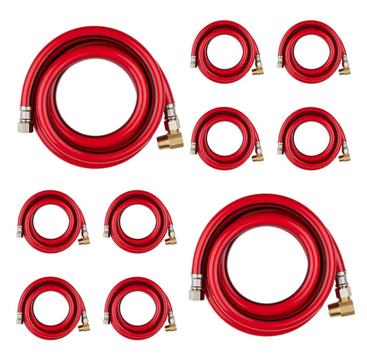 10 Pcs 6ft Universal Dishwasher Hose, with Brass Elbow, Red PVC