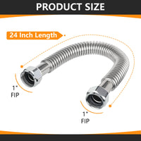 1" FIP x 1" FIP x 24" SS Corrugated Hose