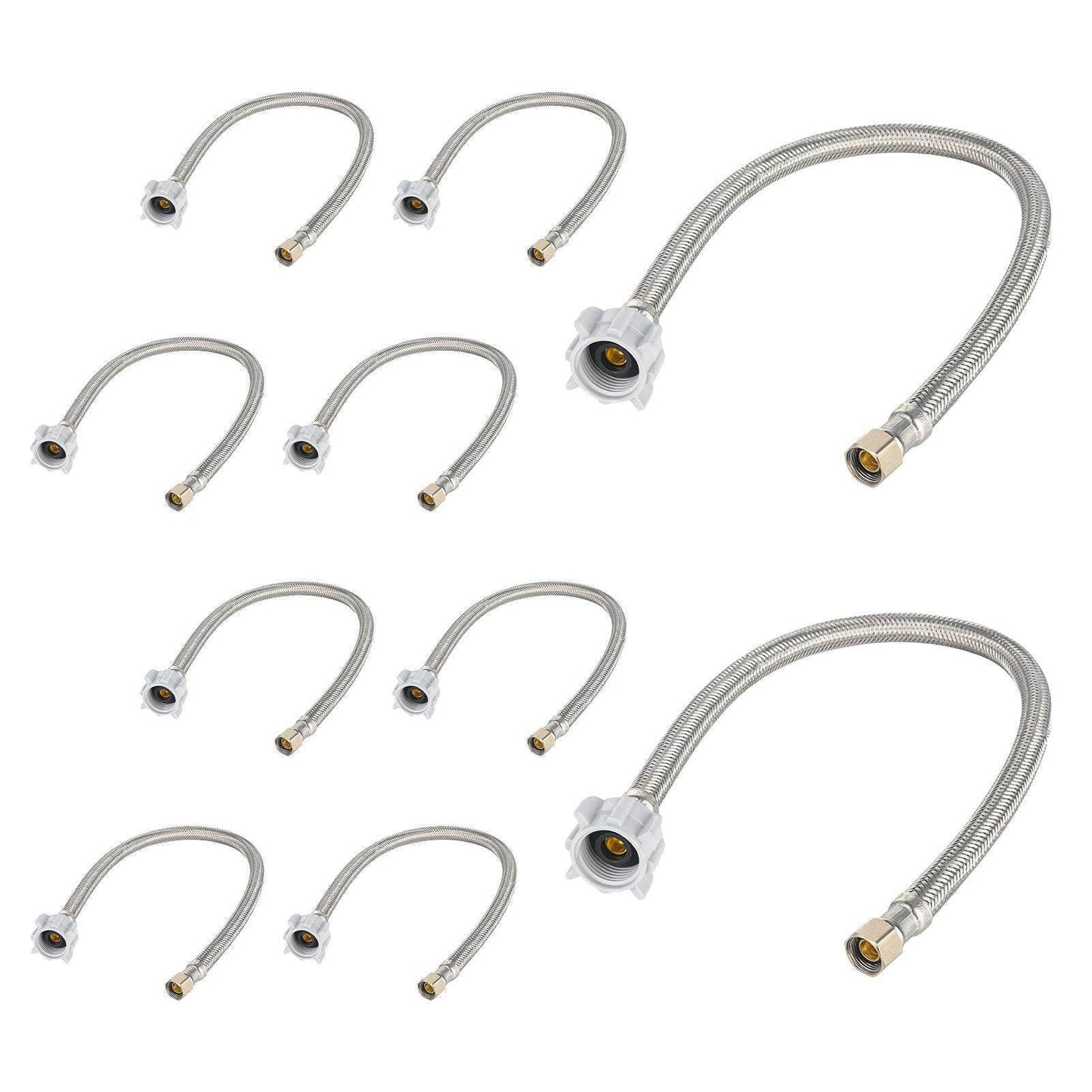 10 Pcs 3/8" C x 7/8" BC, 20" SS Braided Toliet Hose