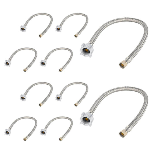 10 Pcs 3/8" C x 7/8" BC, 20" SS Braided Toliet Hose