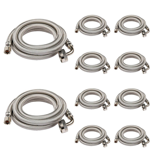 10 Pcs 10ft Dishwasher Hose, with 90 Degree FGH Elbow, Water Supply Line, Premium Braided Stainless Steel