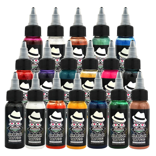 OPHIR Airbrush Tattoo Inks with Color Wheel 30ML/Bottle 12/18 Colors Body Art Paint for Airbrush Temporary Tattoo TA053