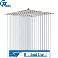 POIQIHY Ultrathin Golden Shower Head 16" Stainless Steel Rainfall Shower Faucet Head Bathroom Black Large Flow Showerhead Faucet