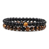 Set Bracelet Couples Distance Black White Natural Lava Stone Tiger Eye Beaded Yoga Bracelets for Men Women Elastic Rope Jewelry