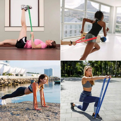 Natural Rubber Resistance Bands Fitness Rally Body Building Yoga Pull Up Belt 41" 208cm