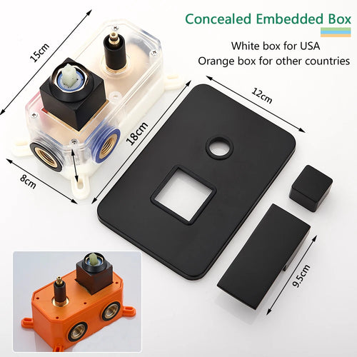 Black Shower Faucets System Bathroom Wall Mounted Rainfall Shower Kit Concealed Embedded Box Hot Cold Water Mixer Tap SUS304