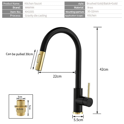 Sensor Kitchen Faucets Black Gold Smart Touch Inductive Sensitive Faucet Mixer Tap Single Handle Dual Outlet Water Modes 1005J