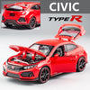 1:32 HONDA CIVIC TYPE R Alloy Sports Car Model Diecasts & Toy Vehicles Metal Car Model Sound and Light Collection Kids Toy Gift