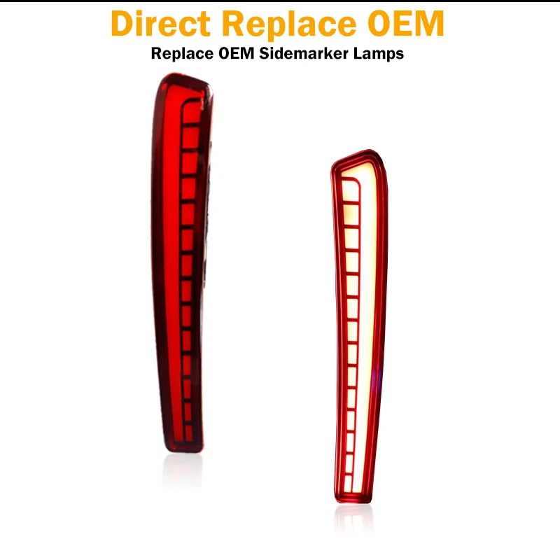 iJDM Car Red LED Bumper Reflector Lights For Toyota Corolla (2020 2021) Function as Tail,Brake & Rear Fog Lamps,Turn Light Lamp
