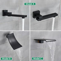 Black Shower Faucets System Bathroom Wall Mounted Rainfall Shower Kit Concealed Embedded Box Hot Cold Water Mixer Tap SUS304
