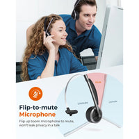 Mpow M5 Pro Bluetooth 5.0 Headphones with Mic Charging Base Wireless Headset for PC Laptop Call Center Office 18H Talking Time EzBuyCo