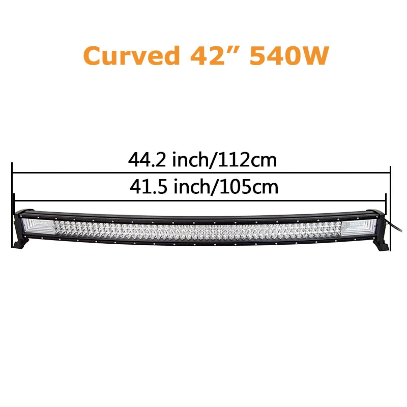 Curved/Straight 22 32 42 52inch 675W 540W Led Light Bar Driving Lights 7D 3-Rows Offroad Truck SUV ATV Tractor Car Boat