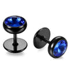 BONISKISS Men Earrings Stainless Steel Black Blue Barbell Type Stud Earrings For Men And Women Unisex Jewelry Pendientes Brincos