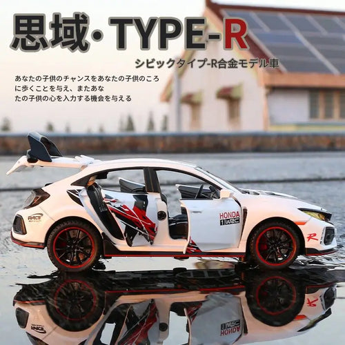 1:32 HONDA CIVIC TYPE R Alloy Sports Car Model Diecasts & Toy Vehicles Metal Car Model Sound and Light Collection Kids Toy Gift