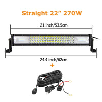 Curved/Straight 22 32 42 52inch 675W 540W Led Light Bar Driving Lights 7D 3-Rows Offroad Truck SUV ATV Tractor Car Boat