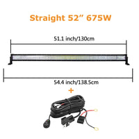 Curved/Straight 22 32 42 52inch 675W 540W Led Light Bar Driving Lights 7D 3-Rows Offroad Truck SUV ATV Tractor Car Boat