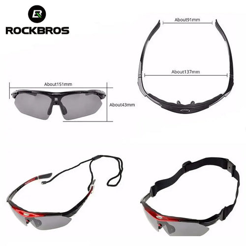 ROCKBROS Polarized Glasses Cycling Sunglasses Outdoor Sports Bicycle Sunglasses MTB Road 5 Lens Bike Glasses Accessory