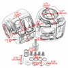Motorcycle Handlebar Control Switch Housings Chrome Switch Caps Kit Parts For Harley VRSC Sportster XL XR Dyna Softail Road King
