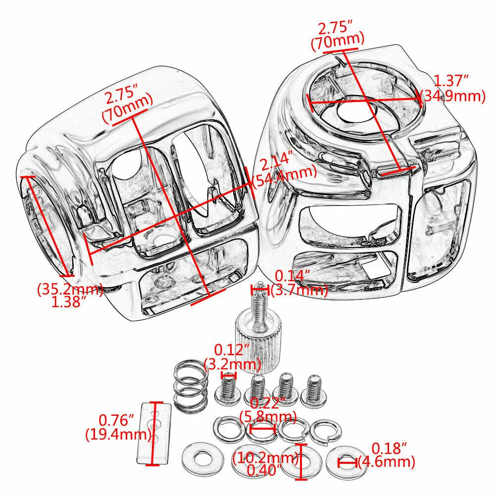 Motorcycle Handlebar Control Switch Housings Chrome Switch Caps Kit Parts For Harley VRSC Sportster XL XR Dyna Softail Road King