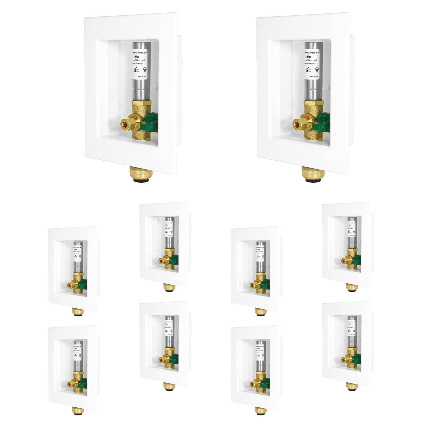 10 Pcs 1/2" Push Fit Inlet, Ice Maker Outlet Box, with Stainless Steel Hammer Arrestor