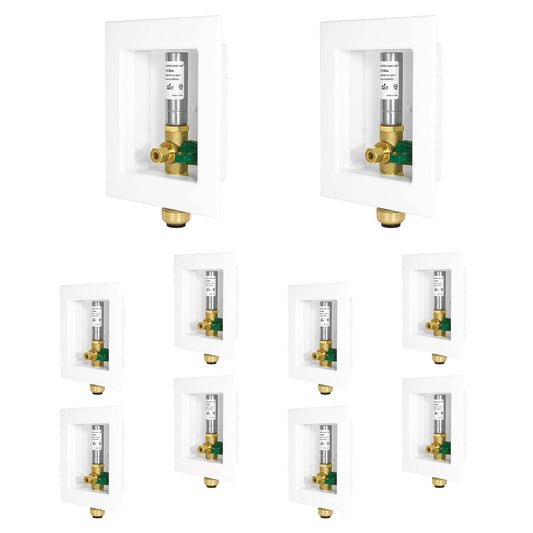 10 Pcs 1/2" Push Fit Inlet, Ice Maker Outlet Box, with Stainless Steel Hammer Arrestor