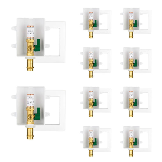 10 Pcs 1/2" Copper Press Inlet, Ice Maker Outlet Box, with Copper Water Hammer Arrestor