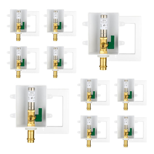 10 Pcs 1/2" Copper Press Inlet, Ice Maker Outlet Box, with Stainless Steel Water Hammer Arrestor