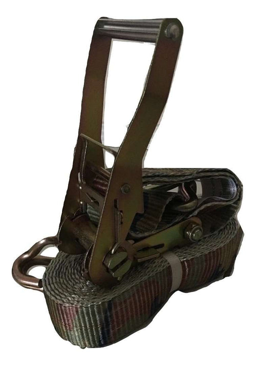 Camo 2 x 27 Ft. Heavy Duty Flatbed Ratchet Strap w/ Wire Hooks | R27WCAMO RatchetStrap.Com