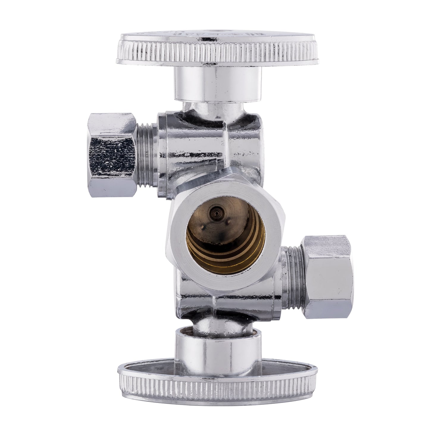 10 Pcs 5/8" OD Compr. x 3/8" OD Compr. x 3/8" OD Compr. Dual Stop Valve, 1/4 Turn (Lead Free)