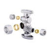 5/8" OD Compr. x 3/8" OD Compr. x 3/8" OD Compr. Dual Stop Valve, 1/4 Turn (Lead Free) Plumbingsell