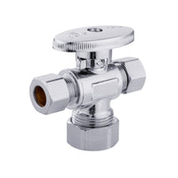 5/8" OD Compr. x 3/8" OD Compr. x 3/8" OD Compr. Dual Outlet Angle Stop Valve, 1/4 Turn (Lead Free) Plumbingsell