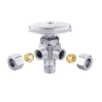 1/2" Pex-a Expansion (F1960) Inlet x 3/8" ODx 3/8" OD Compr. Dual Angle Stop Valve, Multi Turn (Lead Free) Plumbingsell