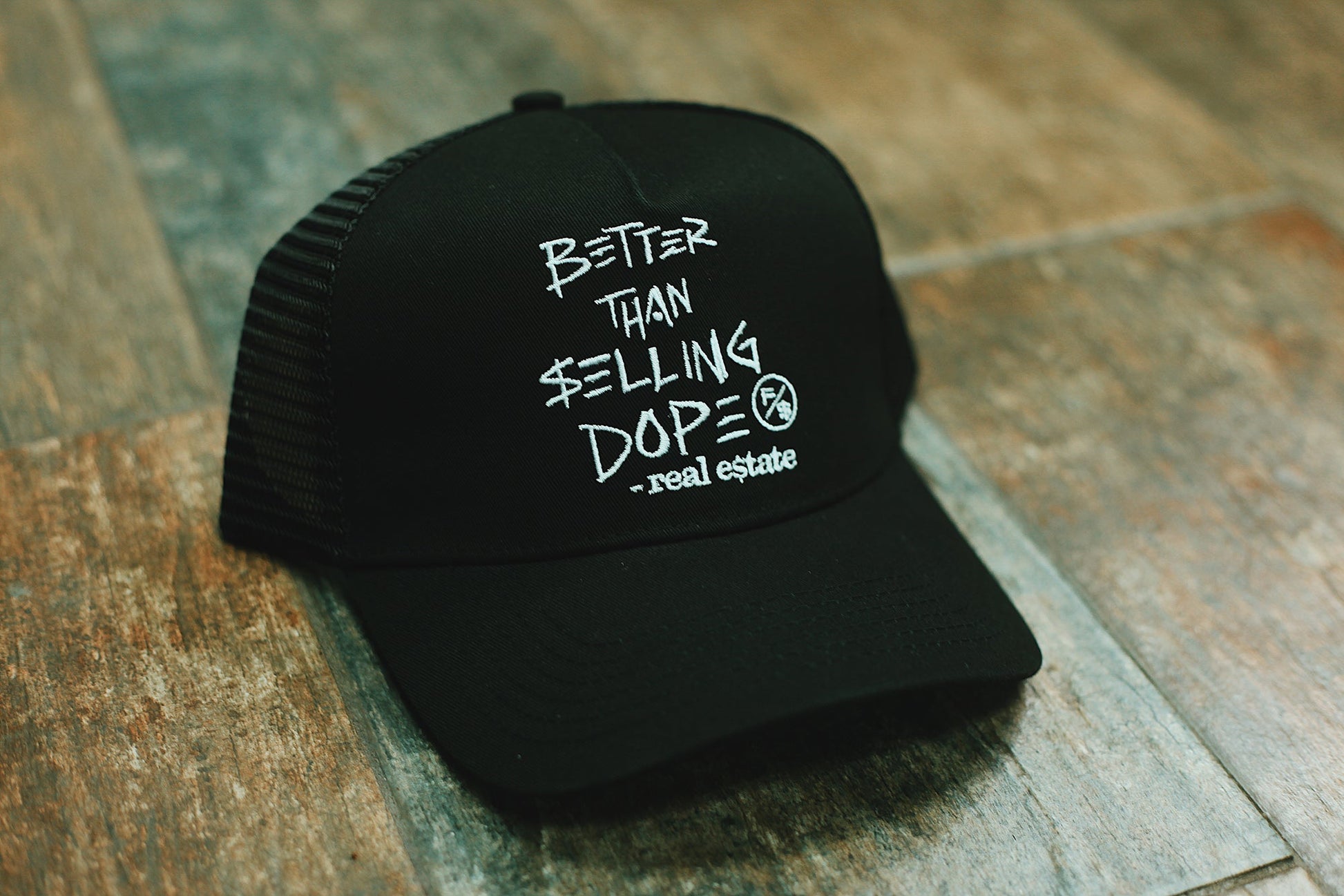 Fly Supply Co Better Than Selling Dope - Real Estate (Trucker Hat - BLACK)