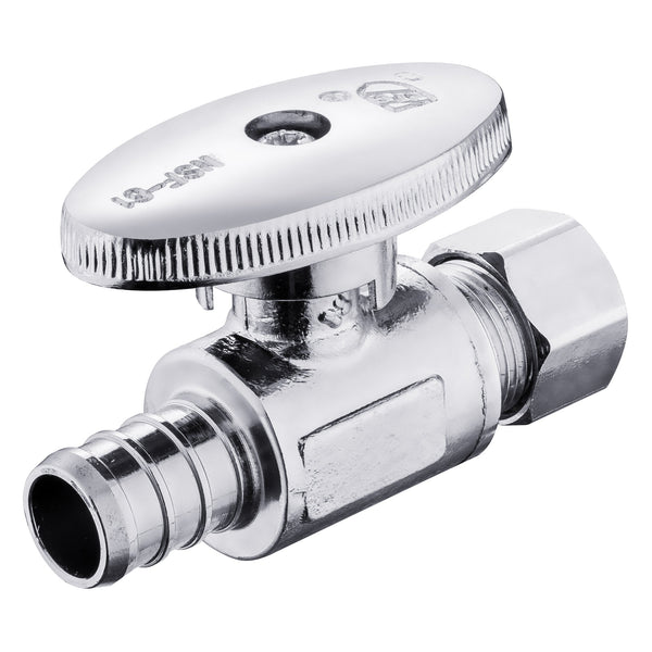 1/2" PEX Crimp x 3/8" OD Compr. Straight Stop Valve, 1/4 Turn (Lead Free) Plumbingsell