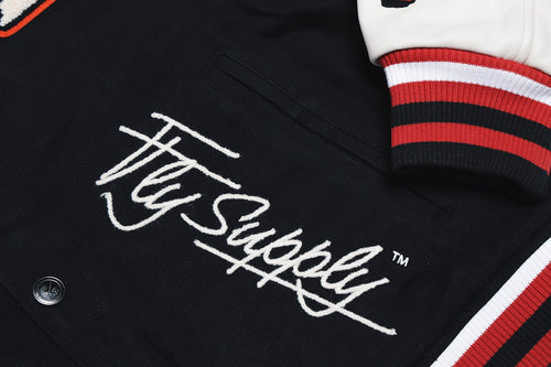 Manifest Varsity Jacket (Black) Fly Supply Co