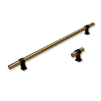 Brushed Bronze "Bond" T-Bar Dual Finish Knob and Pulls Euro • Knobs