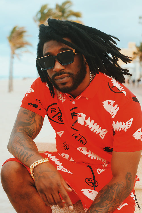 Fly Supply Co Fly Supply Co Fishscale Polo (Red)