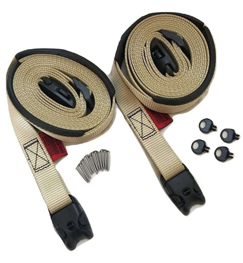 10 Ft Tan ACW Buckle Spa Hot Tub Cover Adjustable Wind Straps | 2 COMPLETE KITS RatchetStrap.Com