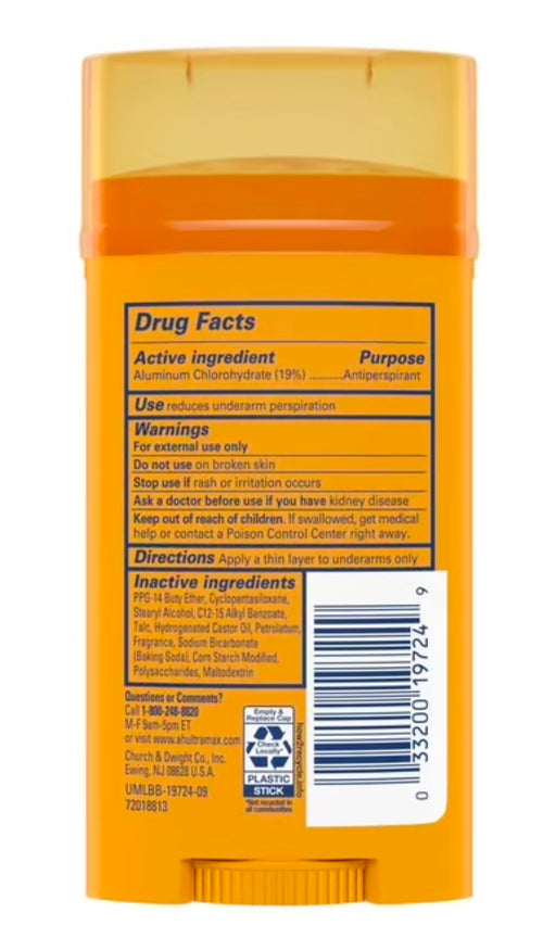 Arm & Hammer Deodorant Ultra Max Solid Fresh 2.6 oz. ( 6 Pack )